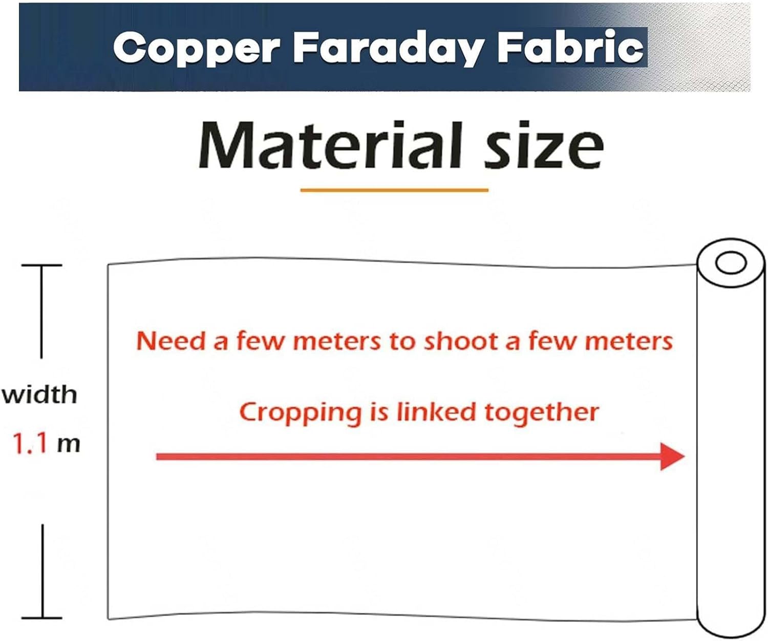 Shielding Faraday Fabric Emf Protection EMI RF RFID Shielding Copper Fabric Blocking RFID/RF-Reduce EMF/EMI Protection for Conductive Pads WiFi,silver-9x1.1m