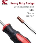 ROTATION 4PCS Magnetic Tip Torx Screwdriver Set, 4 Torx Star Screwdrivers, T20, T25, T27, T30, Red Tip | Red, Gloss, S2 Steel