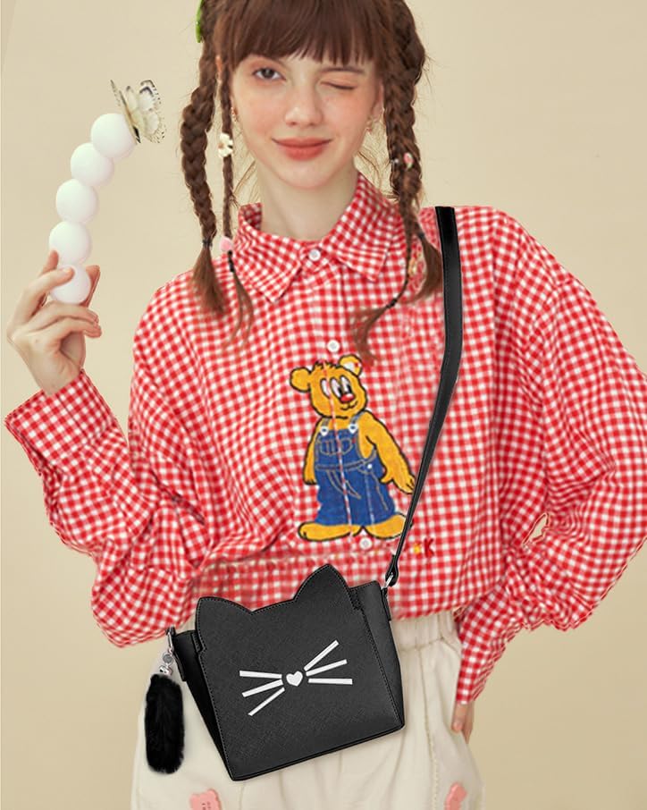 AFKOMST Kawaii Cat Purse for Girls Teens and Kids, Small Kitty Bag and Novelty Gifts for Birthday Christmas Valentine's Day | Aged 8-25, Fit Pad mini, Long Wallet, Vegan Leather - Image 8