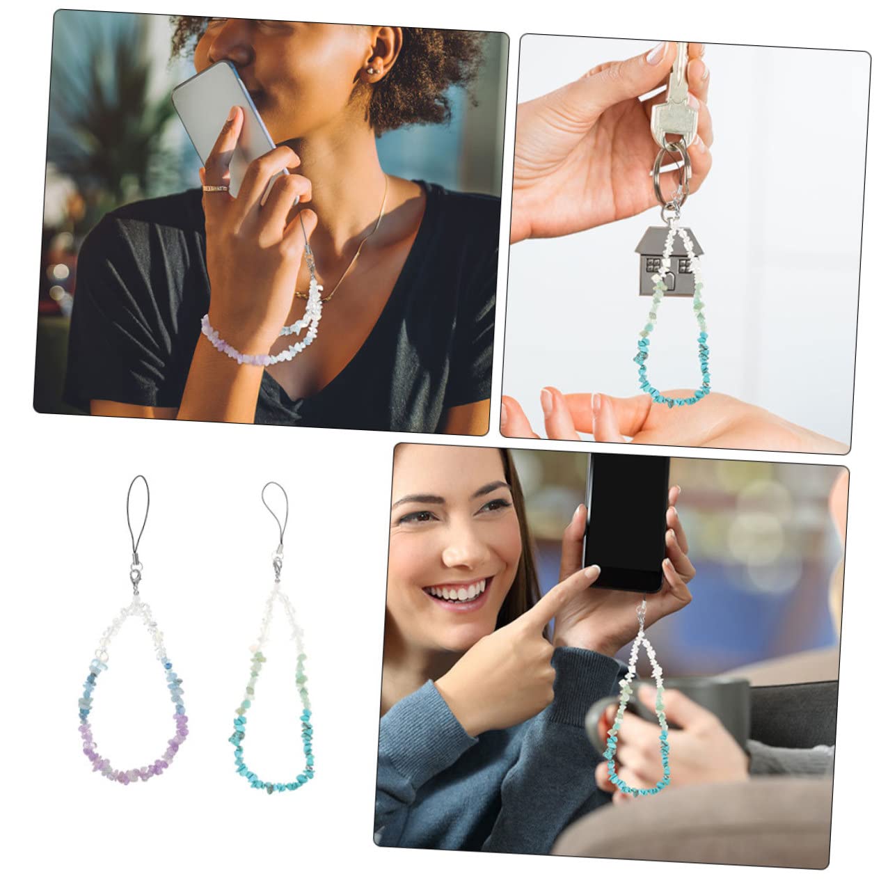 Gadpiparty 8 Piezas cordón de teléfono de cristal correas de teléfono para exteriores correa para teléfono móvil con cuentas decoración teléfonos móviles encanto del teléfono natural pulsera