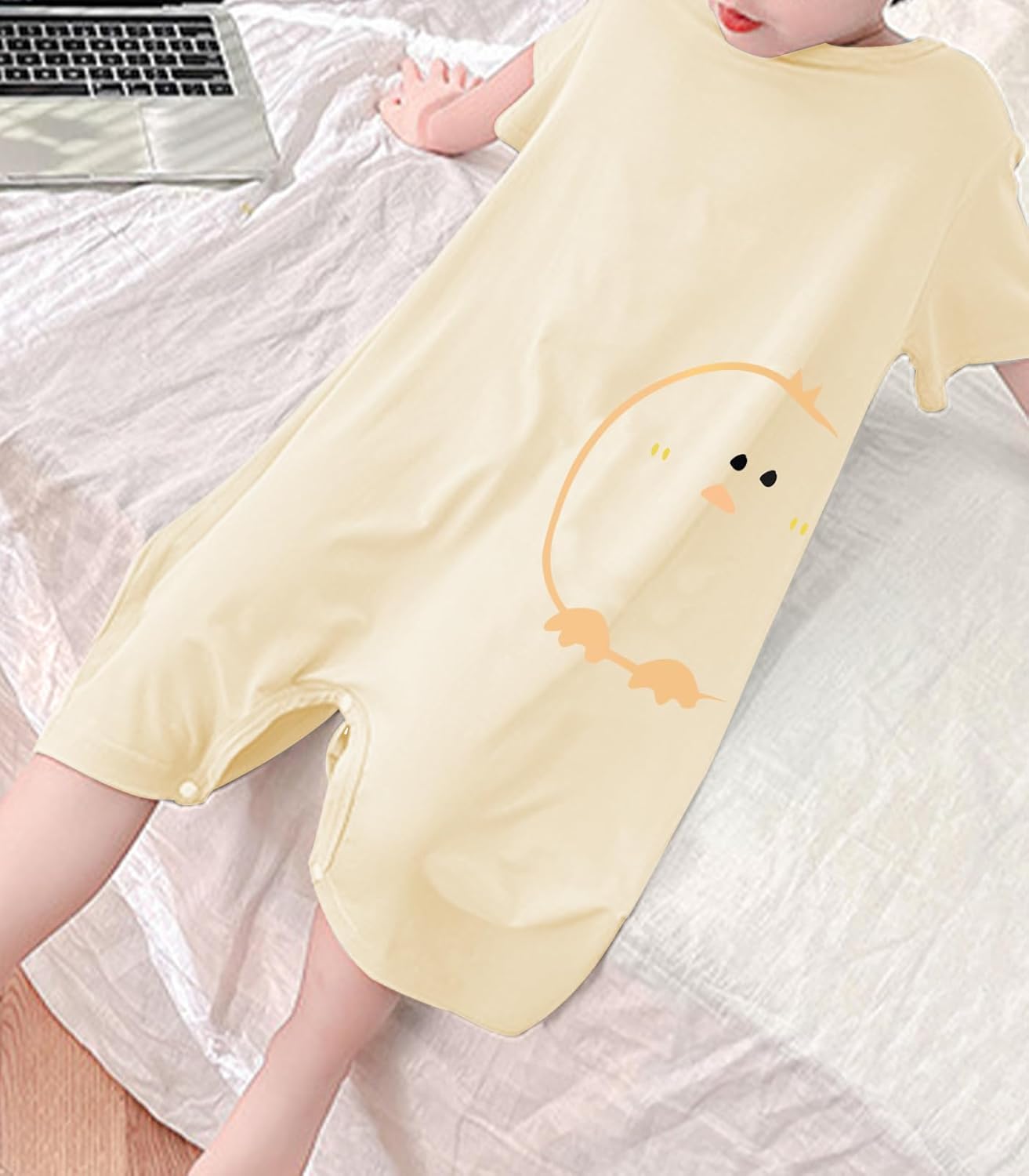 Umeyda Little Baby Boys Footless Pajamas Modal Short Sleeve Romper Jumpsuit Sleep and Play - Image 3