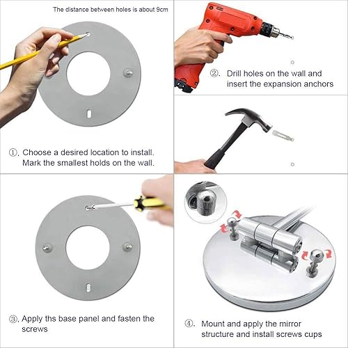 Miniatura 8 de inBEKEA Espejo de maquillaje iluminado con aumento de 10x, espejo de tocador montado en la pared de 7 pulgadas, rotación giratoria de 360 grados con