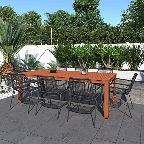 Amazonia Edinburgh 9-Piece Outdoor Rectangular Dining Table Set | Eucalyptus Wood | Ideal For Patio And Indoors #TOP14