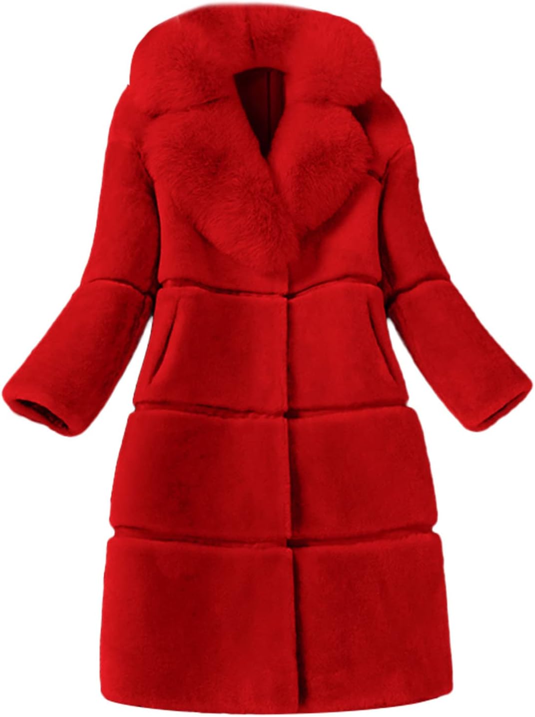 QWENTMTNTY Womens Faux Fur Leather Coat Thermal Fluffy Collar Plus Size Winter Coats Trendy Fuzzy Warm Jacket with Pockets
