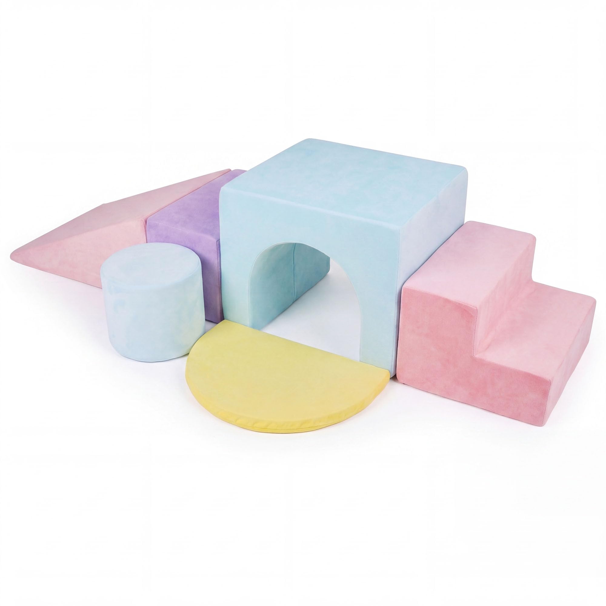 LIFEZEAL 6 Blocchi Morbidi per Bambini 3+ Anni, Costruzini Lavabili con Arrampicata, Scivolo e Scaletta, Mattoncini in Schiuma a Diverse Forme, Giochi Sensoriali per Cameretta e Asilo (Rosa)