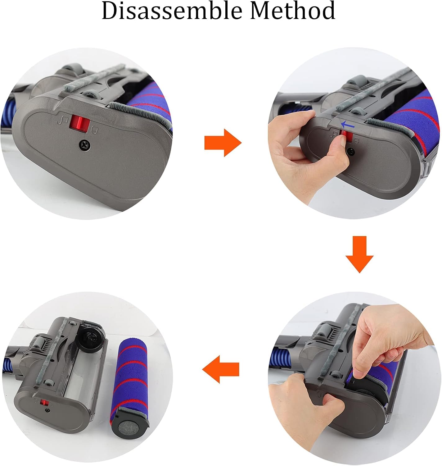 Replacement Soft Roller Cleaner Head Compatible with Dyson V6 Animal, V6 Fluffy, DC58, DC59, DC61, DC62, DC74 Cordless Vacuum Cleaner, Hard Floor Attachment with Headlights