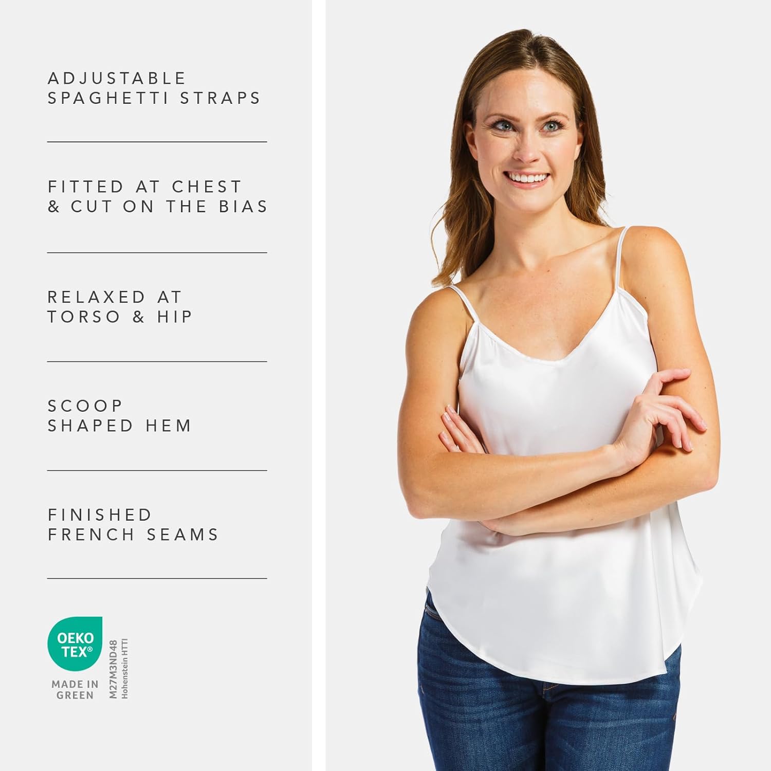 Fishers Finery Women's 100% Pure Mulberry Silk Camisole with Adjustable Straps - Improved FIT - Image 4