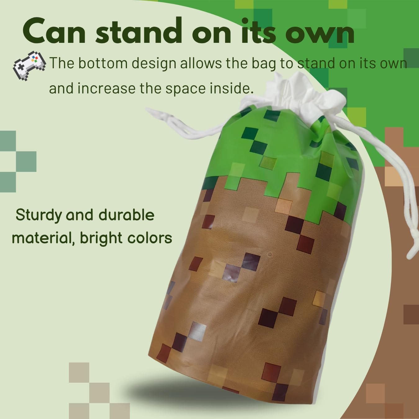 48Pcs 7 x 10Inch Pixel Miner Favor Bags Pixel Themed Treat Goodie Bags for Birthday Party Supplies Video Game Party Candy Bag for Kids