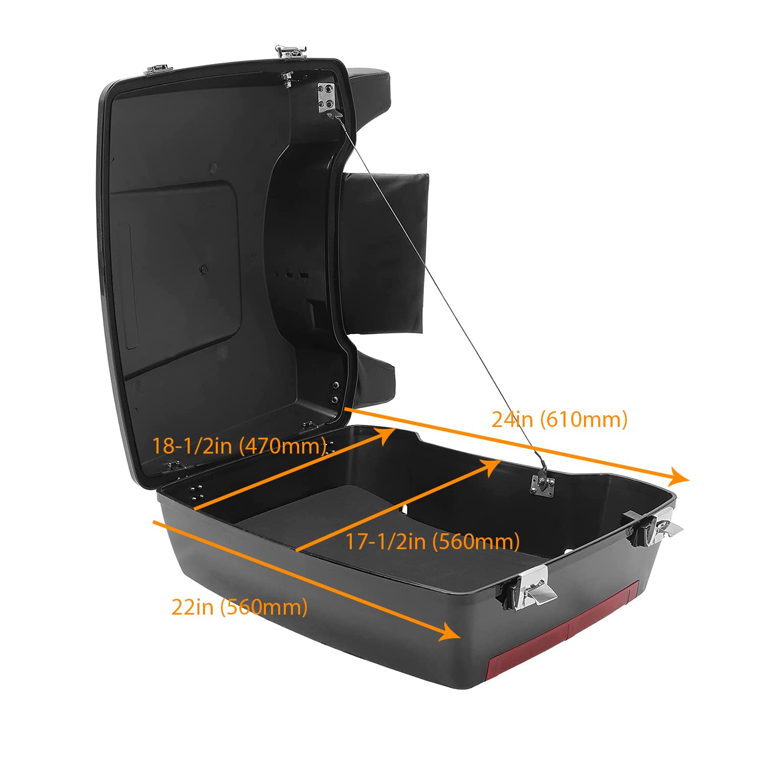 ECOTRIC Chopped Tour Pack Trunk Compatible with 1997-2008 Harley Davidson Touring Electra Glide Road King with Backrest w/Top Rack