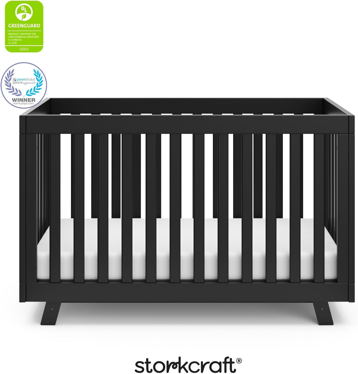 Storkcraft Beckett Convertible Crib (Black) – Converts from Baby Crib to Toddler Bed and Daybed, Fits Standard Full-Size Crib Mattress, Adjustable Mattress Support Base - Image 8