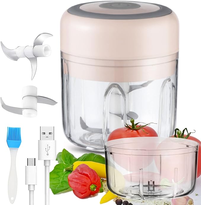 Joyeee Electric Mini Food Chopper,(250ML+100ML)Wireless Portable USB