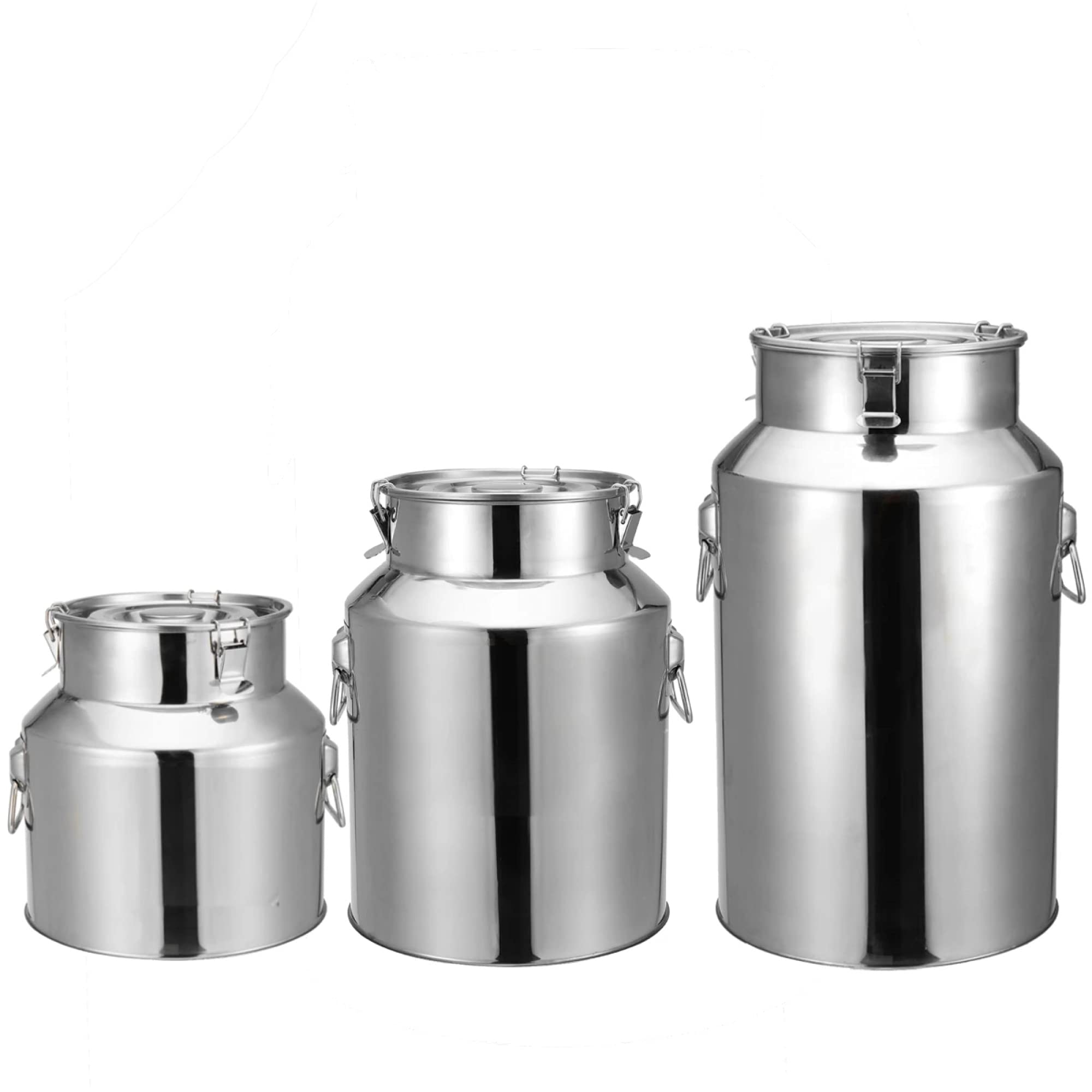 SaryEdge 201 Stainless Steel Transport Milk Cans Barrels Sealed Pail Dairy Pot Tote Jug Bottle with Lock Buckle / 35L,28L,28L
