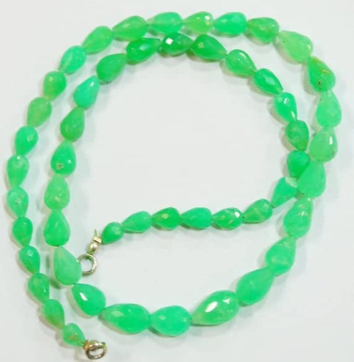Chrysoprase perles goutte de qualité supérieure pour collier artisanal 16.5" 4x5-7x10mm