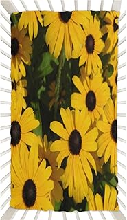 Flourishing Sunflowers Crib Sheets for Boys, Girls Machine Washable Soft Cozy Microfiber Fitted Crib Sheet for Standard Crib and Toddler Mattresses Boys Girls 28x52 Inch