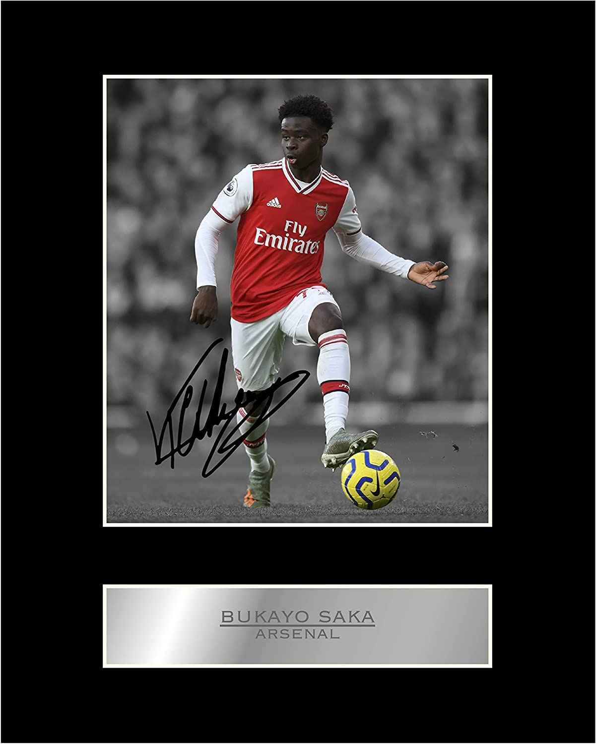 Bukayo Saka Pre Printed Signed Mounted Photo Display #11 Printed Autograph Picture, black