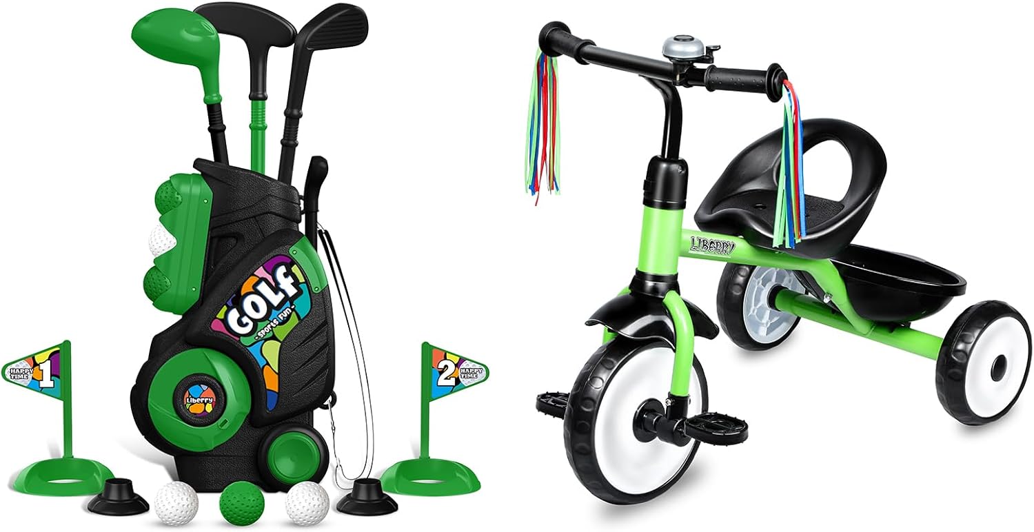 Liberry Toddler Toys for 2 3 4 Years Old Boys Girls Christmas Birthday Gift, Kids Tircycle and Golf Set