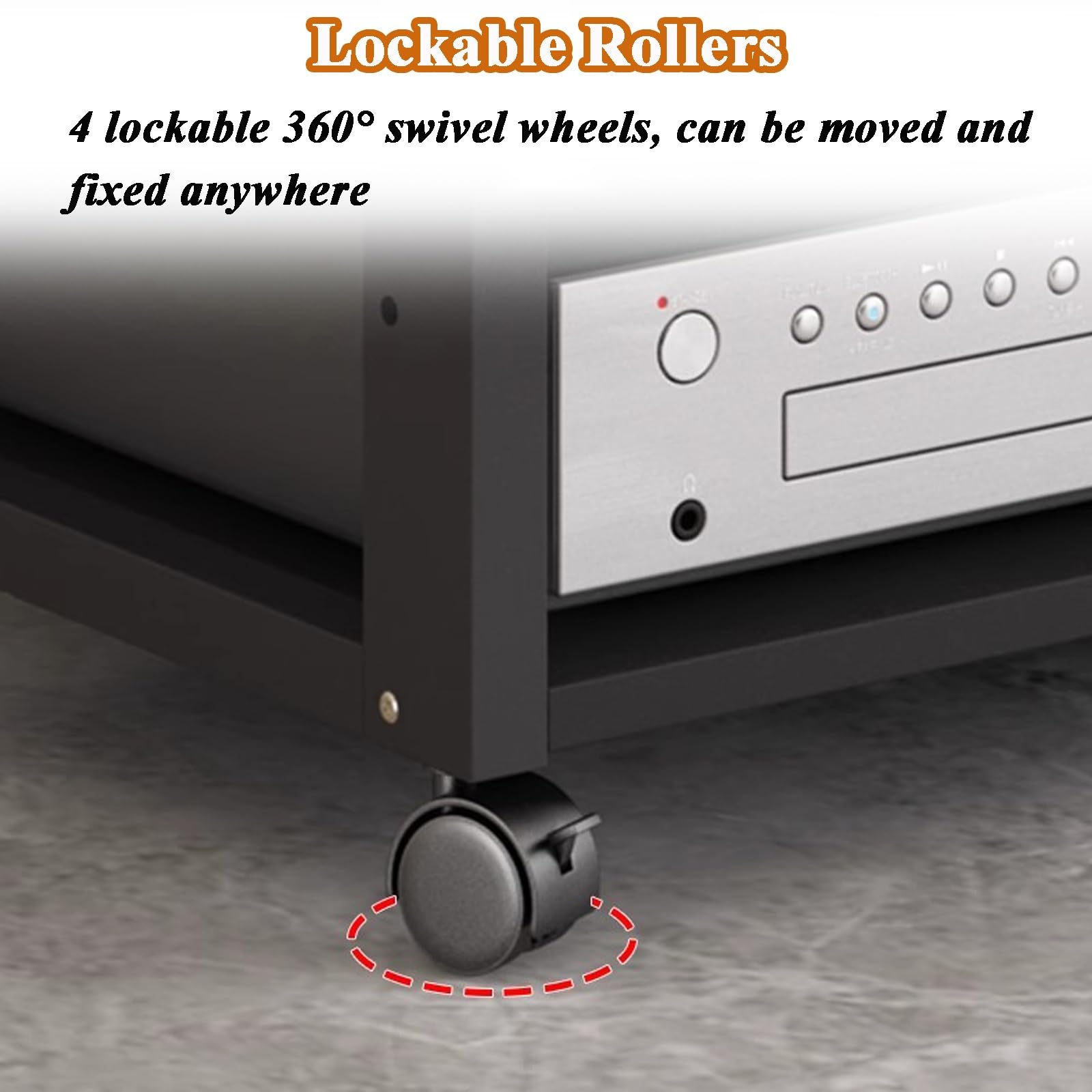 Modernes 7-stöckiges HiFi-Regal AV-Regal – Audio-Video-Aufbewahrungsschrank, mobiler Eck-TV-Ständer, HiFi-Ausrüstung für Zuhause, Büro, Geschäft – schlankes schwarzes Design