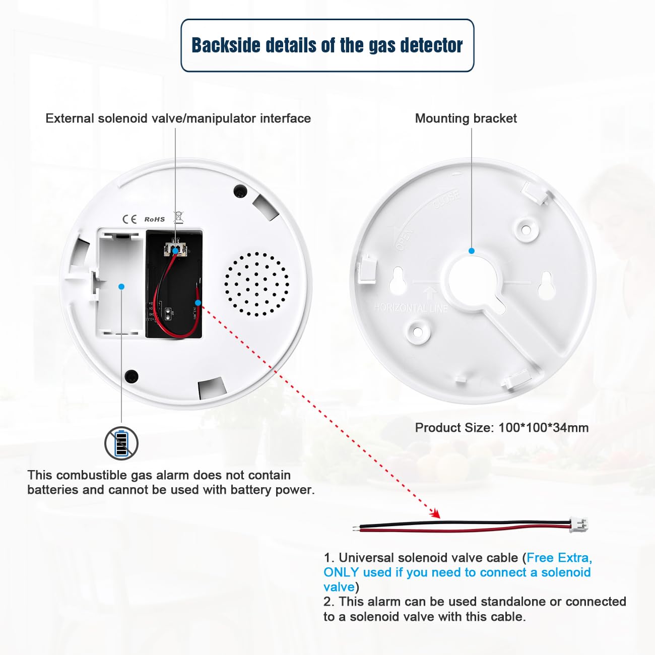 Detectores de Gas natural con WiFi, alarma portátil de fugas de gas compatible con aplicación inteligente, Tuya, sensor de gas metano con alarma de voz de 85 dB y alarma visual de concentración de gas