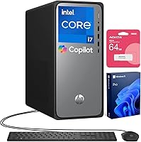 Vista 1 de HP OmniDesk M02 Business Tower Desktop con copilot, Intel Core i7-14700, 16 GB DDR5 RAM, SSD de 1 TB, teclado y mouse con cable, Wi-Fi 6, Bluetooth
