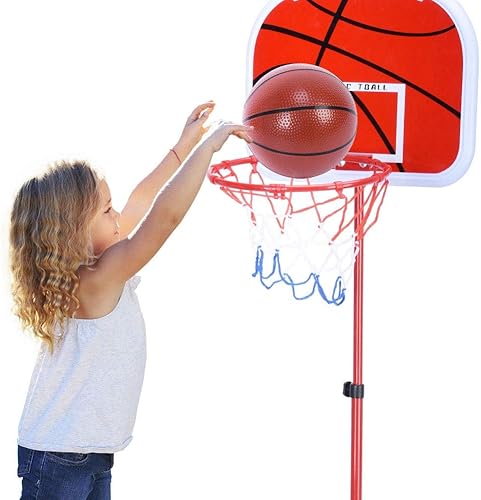 Miniatura 2 de Aro de baloncesto portátil, altura ajustable, sistema de baloncesto para niños, soporte de aro con pelota y bomba para jóvenes, adolescentes,
