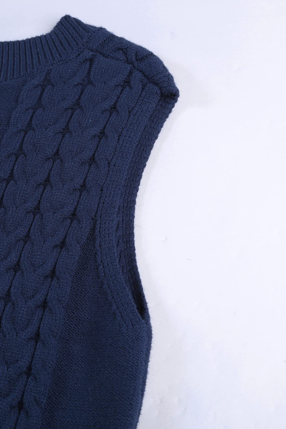 Meufam Sweter kamizelka damska, oversize, dekolt w serek, bez rękawów, swetry z dzianiny kablowej, luźny pulower