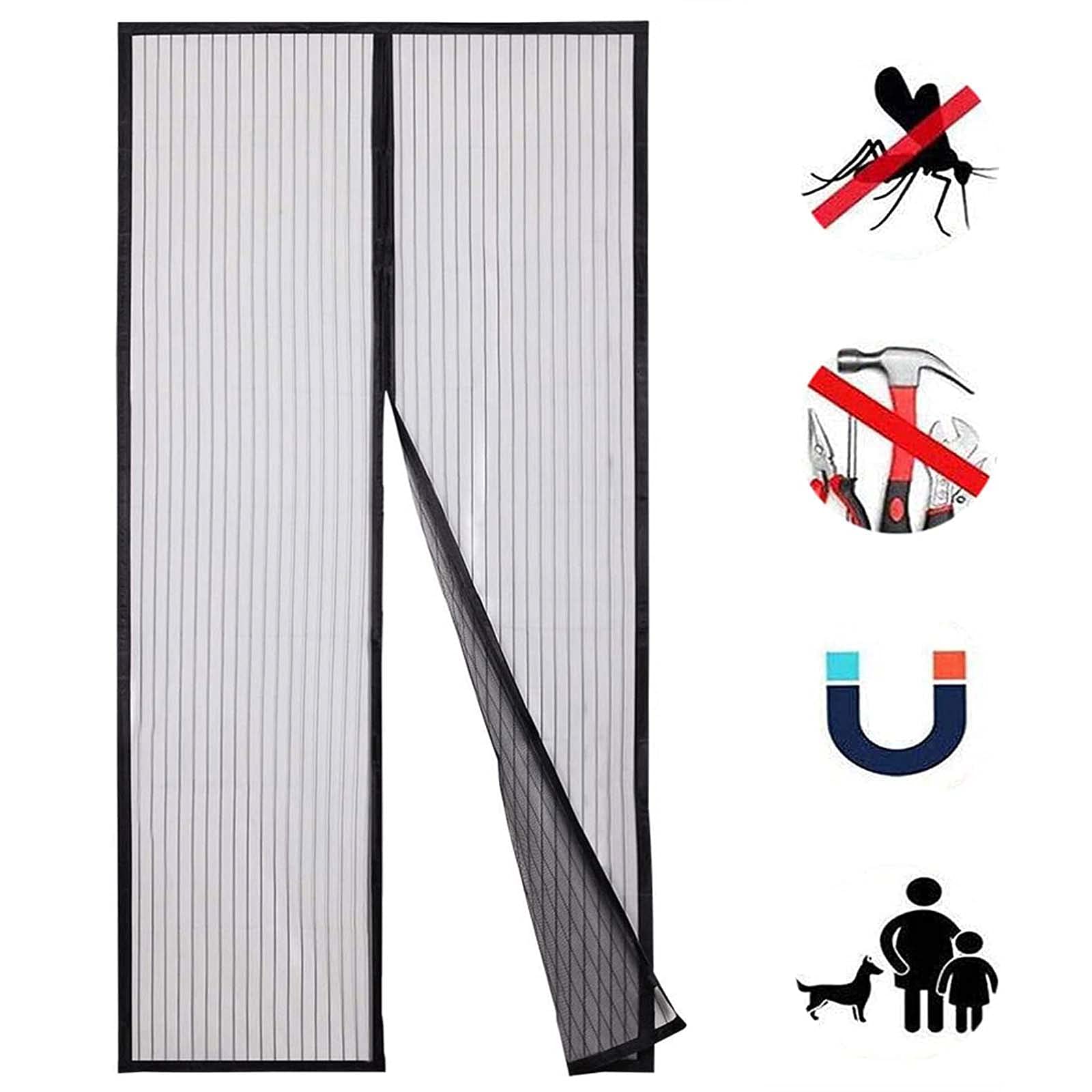 Moustiquaire Porte Magnetique 150 X 250 Cm Facile À Installer Fermeture Automatique Rideau De
