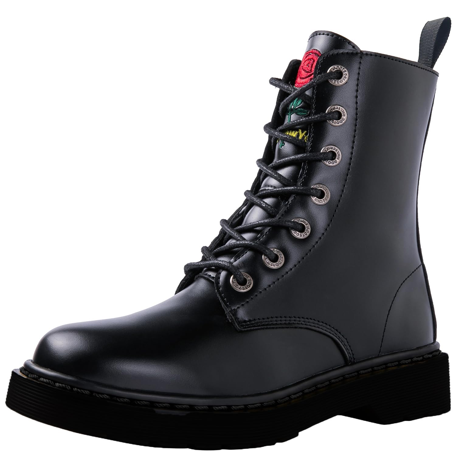 GLOBALWIN Womens Combat Boots Lace Up Boots For Women Ankle Booties For Women Low Heel