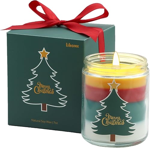Velas de Navidad, regalos de Navidad para mujeres, vela de aromaterapia para el hogar, velas aromáticas de cera de soja natural con aroma a pino