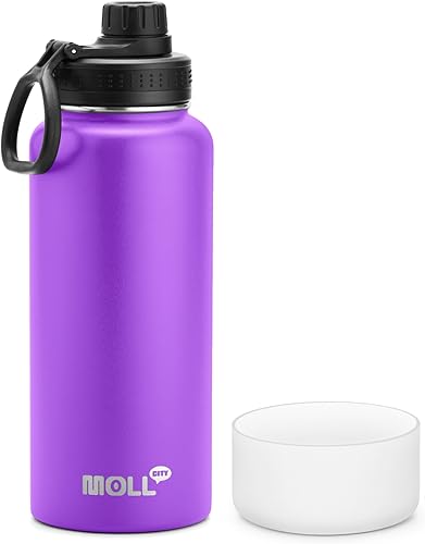 Miniatura 27 de Botella de Agua Aislada - Frasco Deportivo de Boca Ancha de Acero Inoxidable al Vacío de 18 onzas con Funda de Silicona - Botella de Agua de Metal