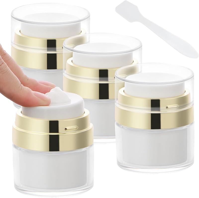 Segbeauty Frascos Recarregáveis com Bomba Airless Dourados 15 mL, Pacote com 4