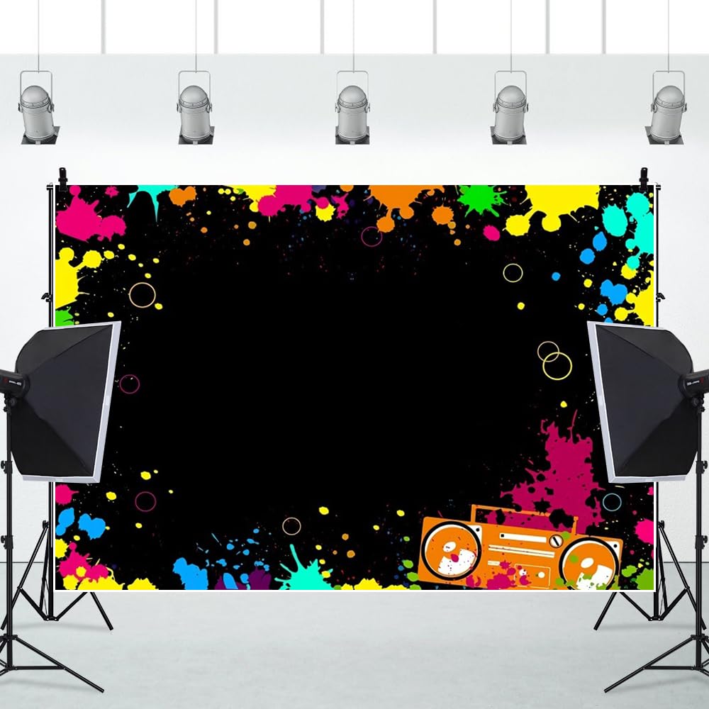 Leowefowa Neonowe dekoracje imprezowe, winylowe, świecące w ciemności, tło fotograficzne, baner urodzinowy, świecące graffiti, tło do fotografii, rekwizyty do fotobudki