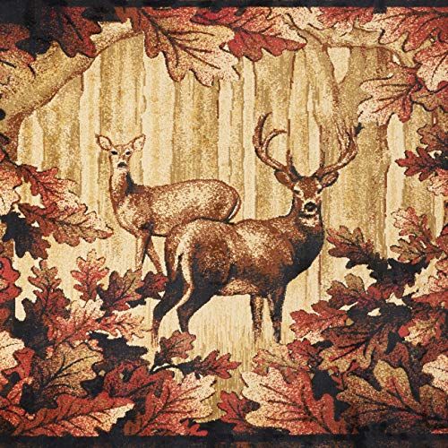 Rug Empire Rustic Lodge, Deer Area Rug, 63" W X 87" L, Black #TOP5