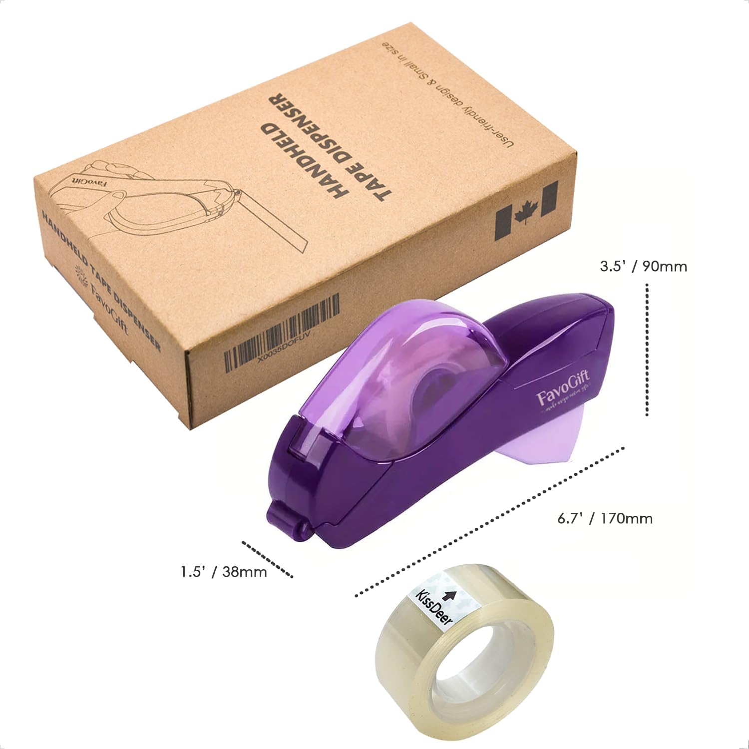 Einhand-Klebebandspenderpistole, automatischer Schneider für Geschenkverpackungen, Büro und Handwerk, tragbar, sicher, versteckte Klinge, keine Batterien, passend für 1,27 cm bis 1,9 cm