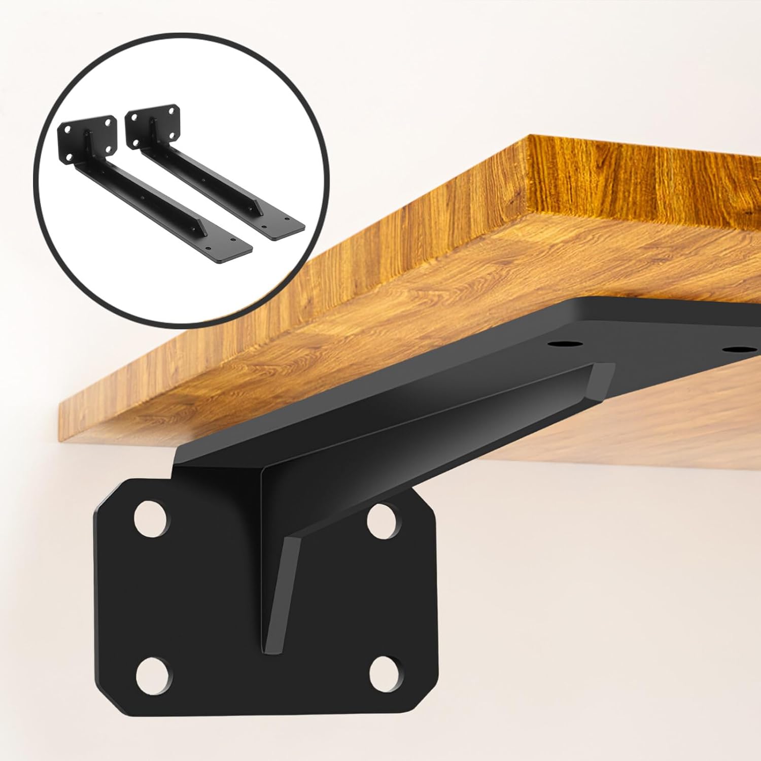 STOBAZA Heavy Duty Wall Shelf Brackets Invisible Support for Floating Shelves Multi-Purpose Design Finish