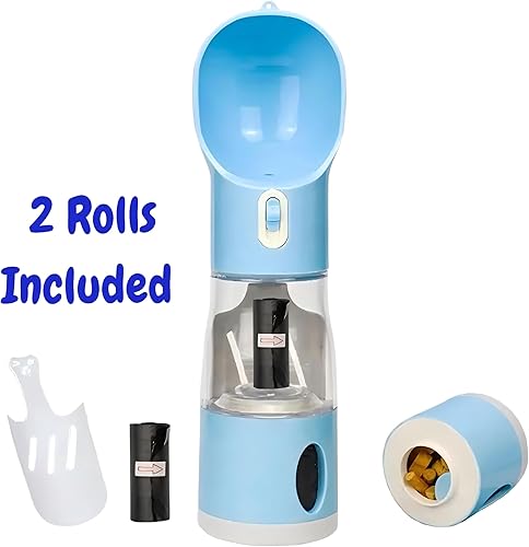 Miniatura 5 de Botella de agua portátil todo en uno para perros, dispensador de alimentos, dispensador de bolsas de excrementos, contenedor de alimentos