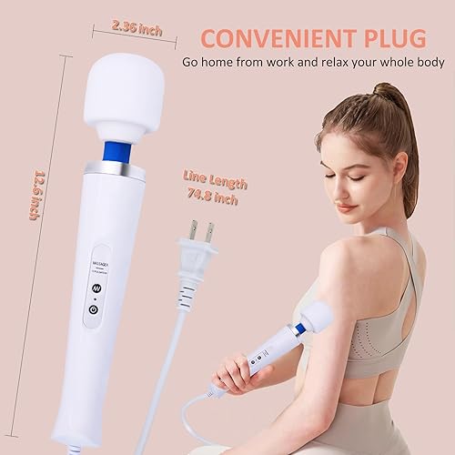Miniatura 4 de Potente masajeador de mano con cable con 10 ajustes de pulso, vibración fuerte para mujeres, herramienta de relajación corporal de mano, masaje para