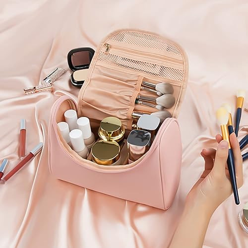 Miniatura 4 de Elegante estuche de maquillaje y aseo de viaje para mujer estuche organizador de brochas y maquillaje de gran capacidad y hecho de cuero vegano