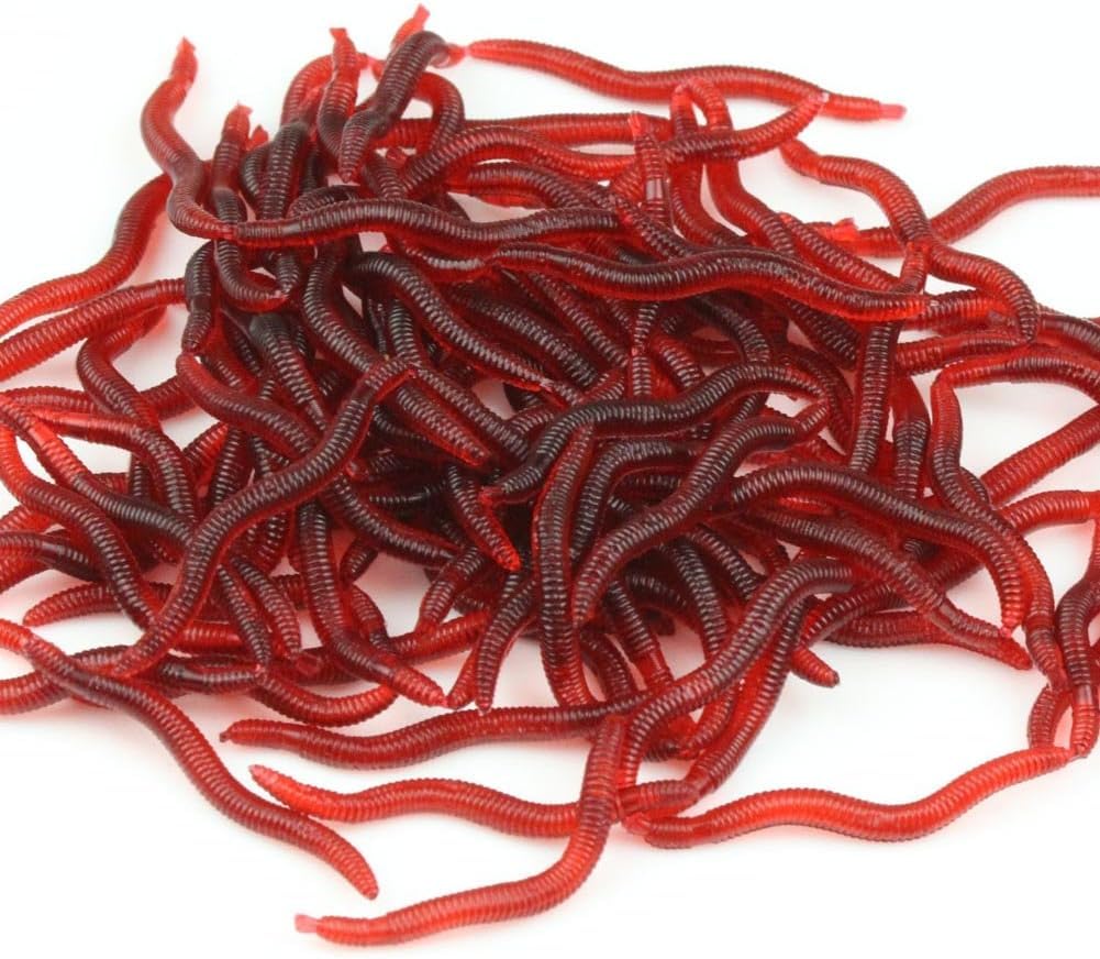 100 Pcs Dark Red Soft Bait Red Earthworm Fishing Bait Fishing Worm Lure-image-19