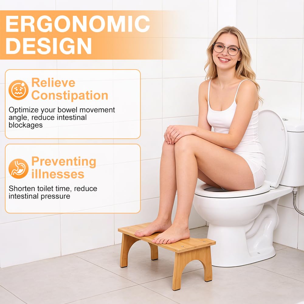 NAVESO Toilettenhocker Erwachsene Kinder Holz, Squatty Potty, Kackhocker, Rutschfester Klohocker, Hocker Toilette Holz für Erwachsene Kinder Bekämpft Verstopfung Blähungen, Hohe Tragfähigkeit