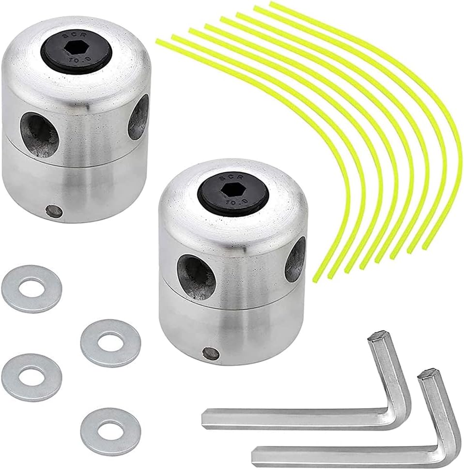 Bhina 2 Sets of Lawn Mower Head Accessories, Aluminium Brushcutter Head, Strimmer Head for Lawn Mowers, Lawnmowers, Gardens, Lawns, Patios