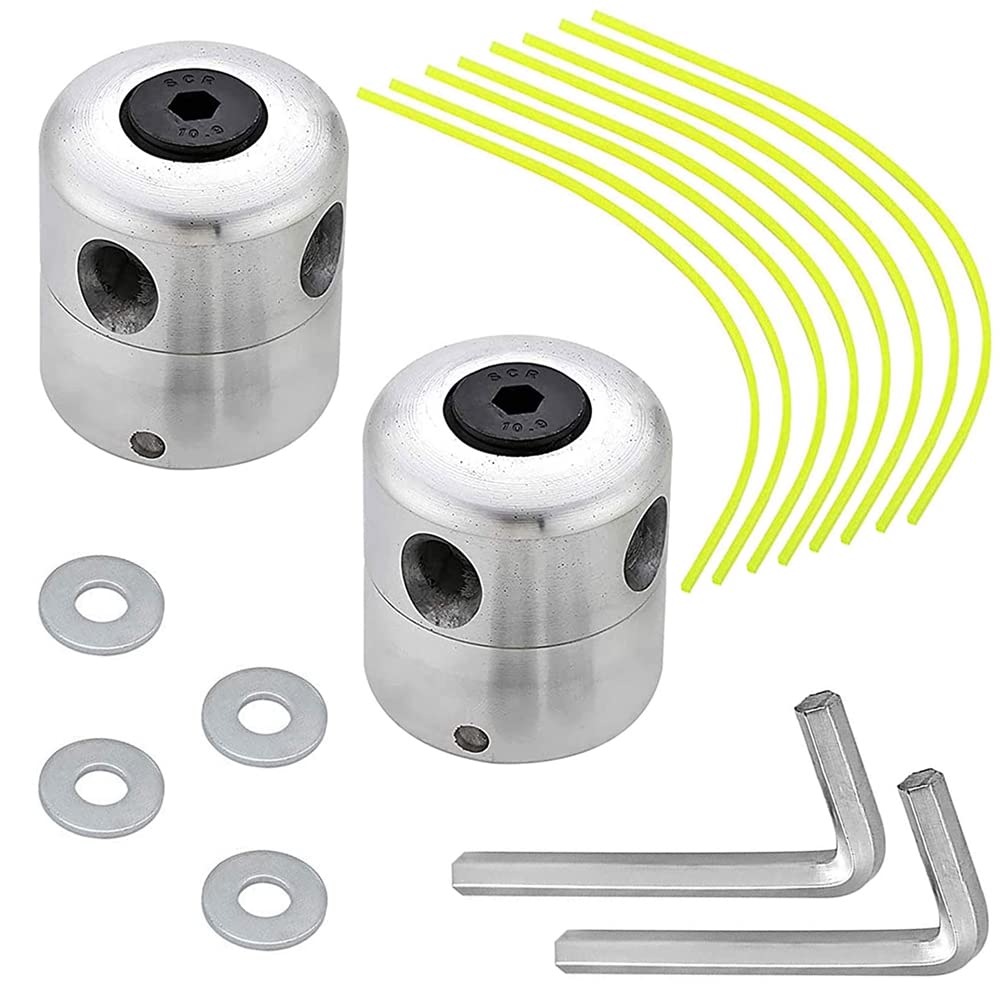 Bhina 2 Sets of Lawn Mower Head Accessories, Aluminium Brushcutter Head, Strimmer Head for Lawn Mowers, Lawnmowers, Gardens, Lawns, Patios
