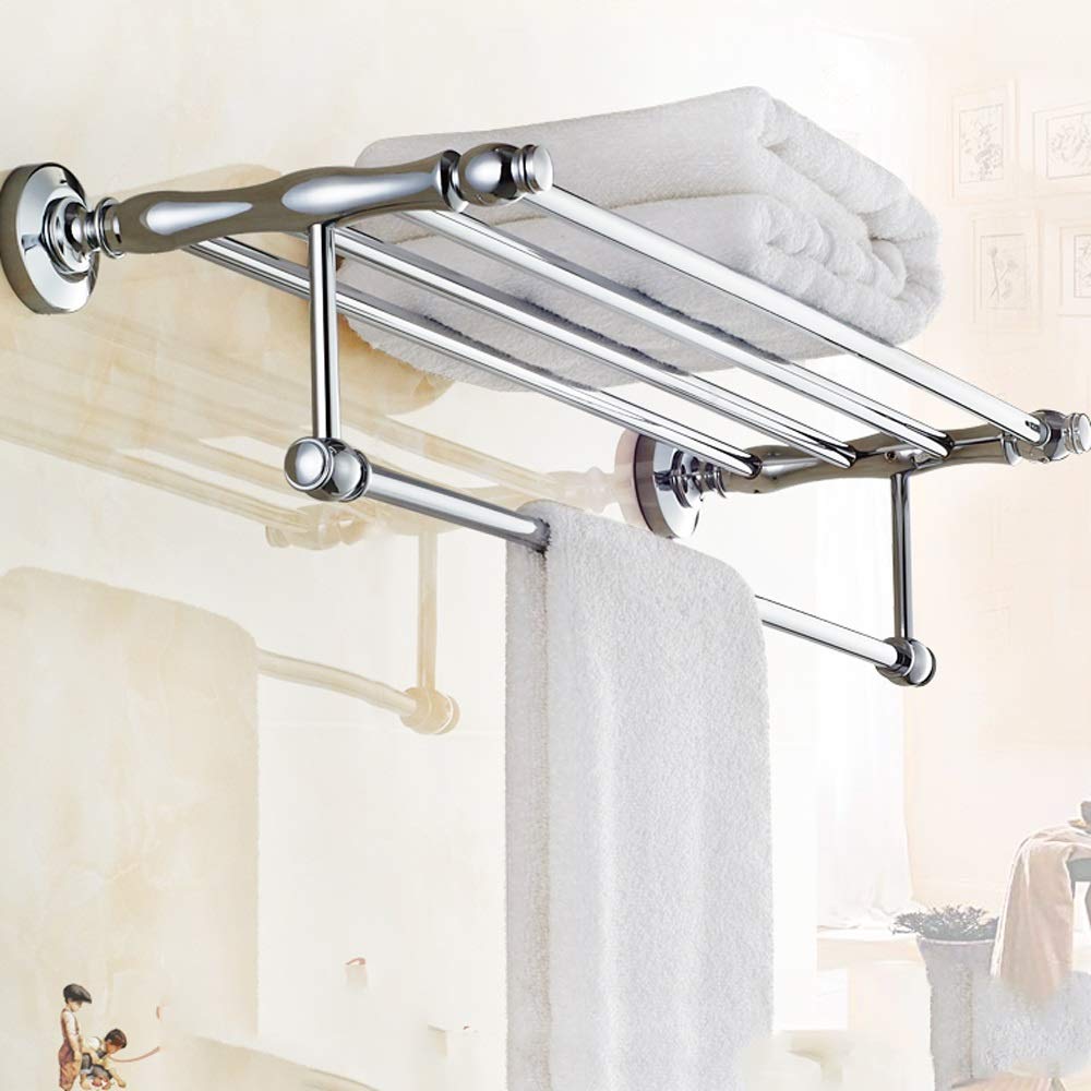 Toallero, Taladrado De Pared Toalla De Cobre Toallero Baño Hotel Doble Estante 50x23x13cm (Size : 60x23x13cm)