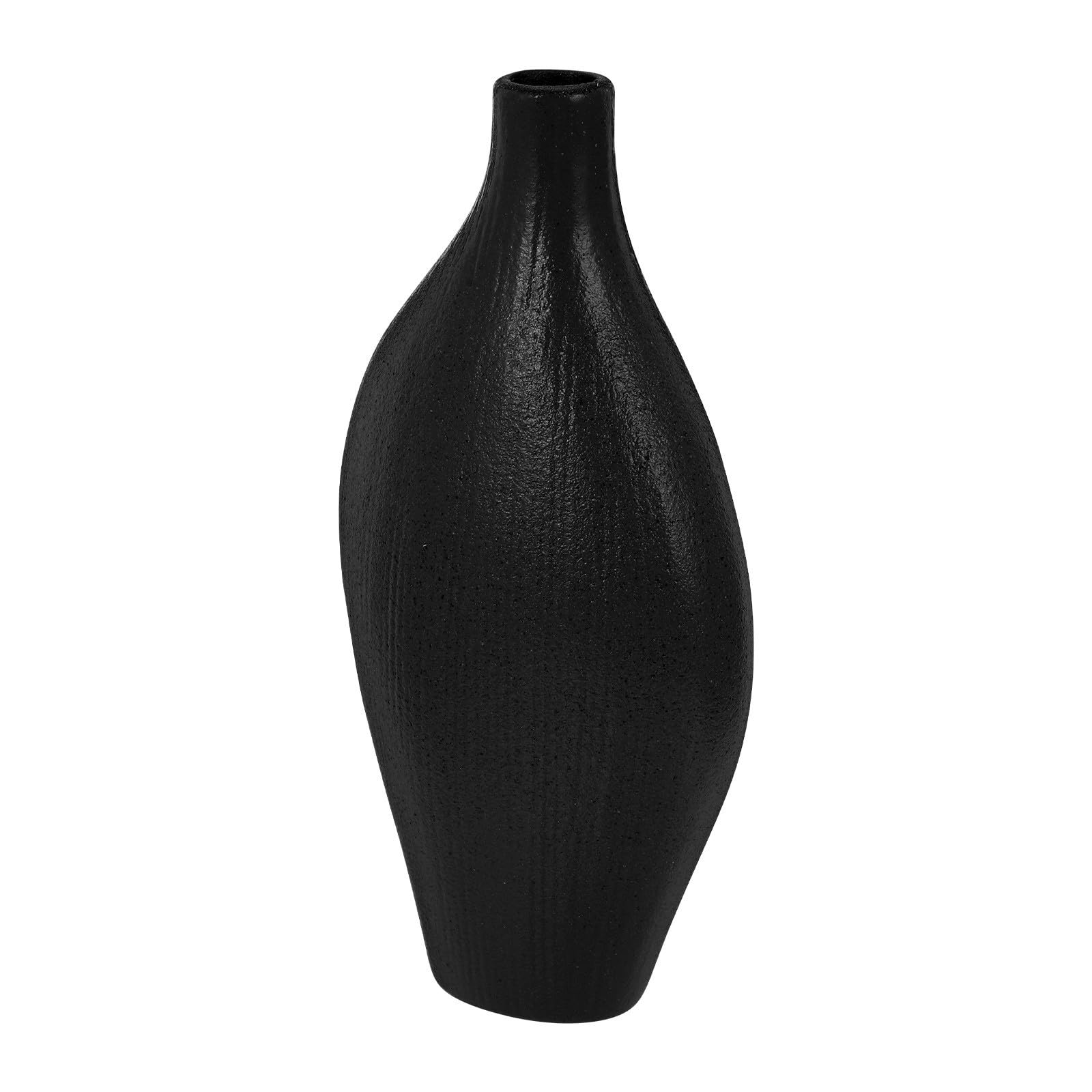 Jarrón de cerámica negro y florero estable moderno para salón