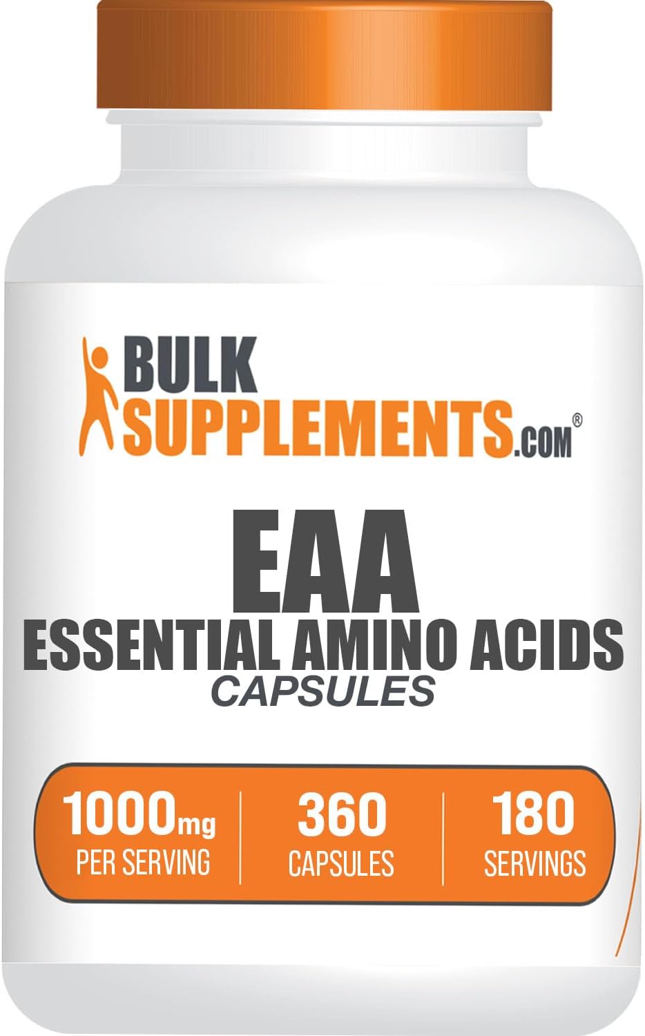 BulkSupplements.com Essential Amino Acids Capsules - EAAs Amino Acids Supplements - Gluten Free, 2 Capsules per Servings (1000mg), 360 Count (Pack of 1)