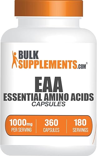 BULKSUPPLEMENTS.COM Cápsulas de aminoácidos esenciales  Cápsulas de AAA, suplemento de aminoácidos esenciales, aminoácidos EAAs  Suplementos AAA, 2