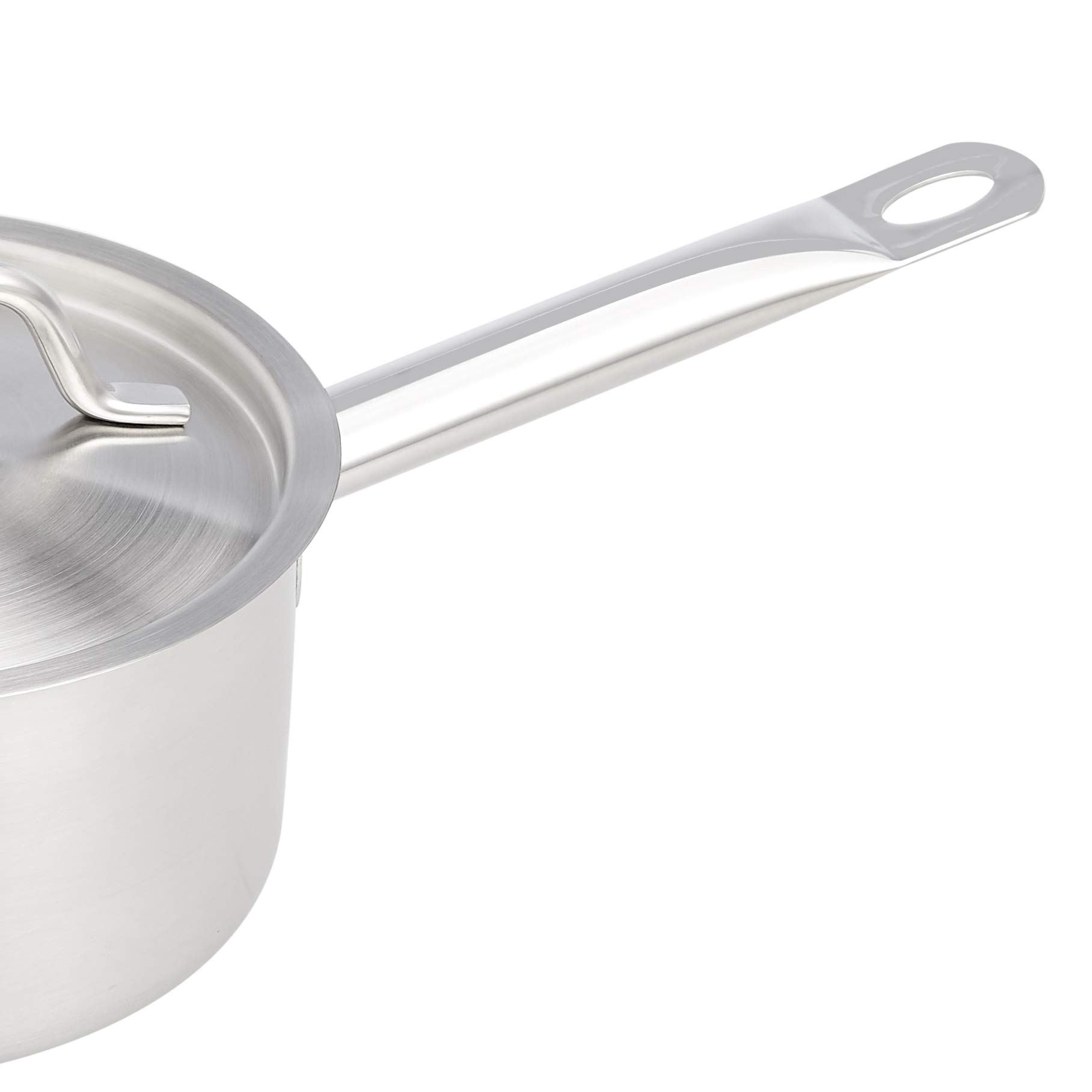 Amazon Basics Cacerola de acero inoxidable con revestimiento de aluminio, lados rectos y tapa, 1.9 litros, Plateado