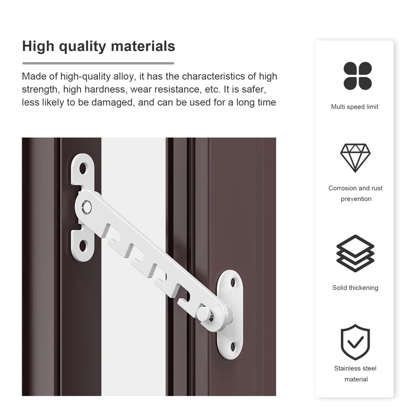 0XBIT 2 Piece White Adjustable Window Locks, Window Tilt Regulator with Lock, Windows Restrictor - Image 3