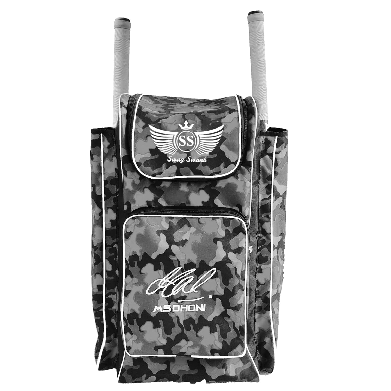 Swag Swank Cricket Kit Bag, Camouflage Pattern with Capacity, Multiple Compartments Duffle with Adjustable Straps (Grey)-image-42