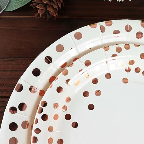 Miniatura 9 de Efavormart - Paquete de 25 platos de papel para cena, de 9 pulgadas, color blanco, metálico, oro rosa, platos desechables para fiestas, 10.58ozm
