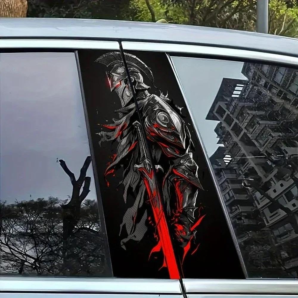 Autocollants de voiture anti-griffures stickers pilier B motif guerrier défense étanche lot de 2